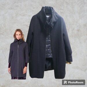 Gorgeous Nikki Jones 2 in 1 High Collar Gray Coat with Peuter Puffer Vest.